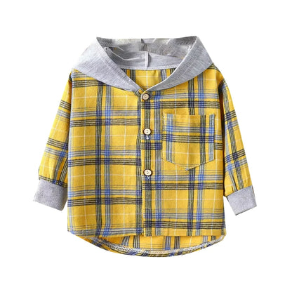 New children's hat shirt children's clothing baby boy casual plaid shirt girl long-sleeved clothing foreign shirt 2-10 years old