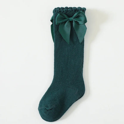 Baby Toddlers Socks Spring Summer Autumn Children Girls Knee High Long Sock Cotton Big Bow Spanish Style Kids Floor Socks