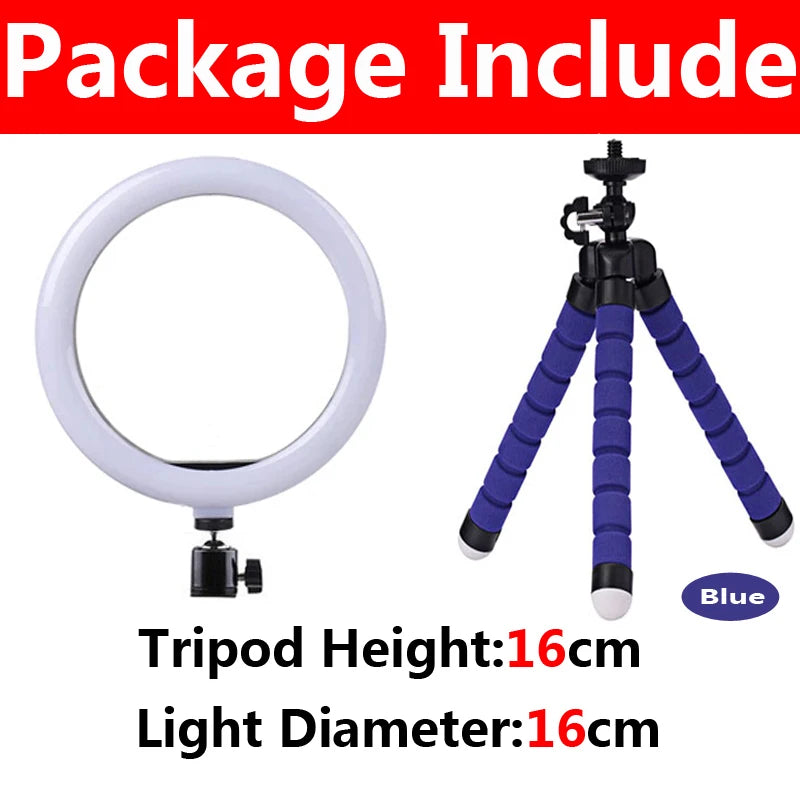 10 inch LED Ring Light with Mini Tripod 26cm LED Round Photography Fill Light Remote Dimmable for Tiktok YouTube Live Video Lamp