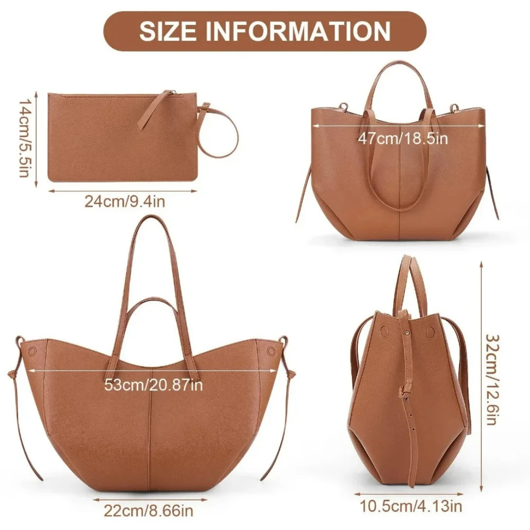 Hot Work Bag Faux Leather Handbag Ladies Fashion Tote Purse Wallet Autumn Shoulder Polen Bag With Magnetic Buckle Closure