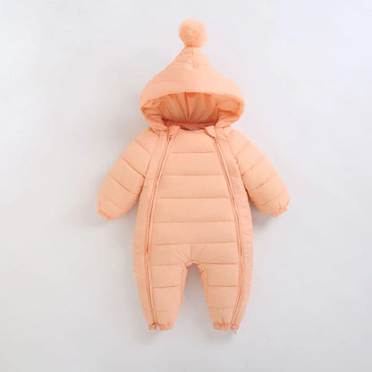 New newborn baby clothes jumpsuit baby solid color crawling clothes for boys and girls aged 0-3 winter cotton clothes for babies