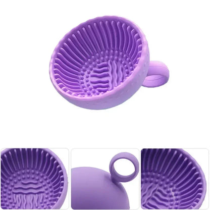 Makeup Brush Cleaner Folding Powder Puff Cleaning Bowl Cosmetic Eyeshadow Brush Clean Mat Cleaning Tool Silicone Scrubber Box
