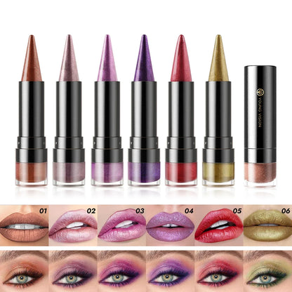 Metallic Purple Lipstick Tapered Lip Liner Waterproof Easy To Apply Non-stick Nude Red Glitter Lipstick Crayon Eyeshadow Pencil