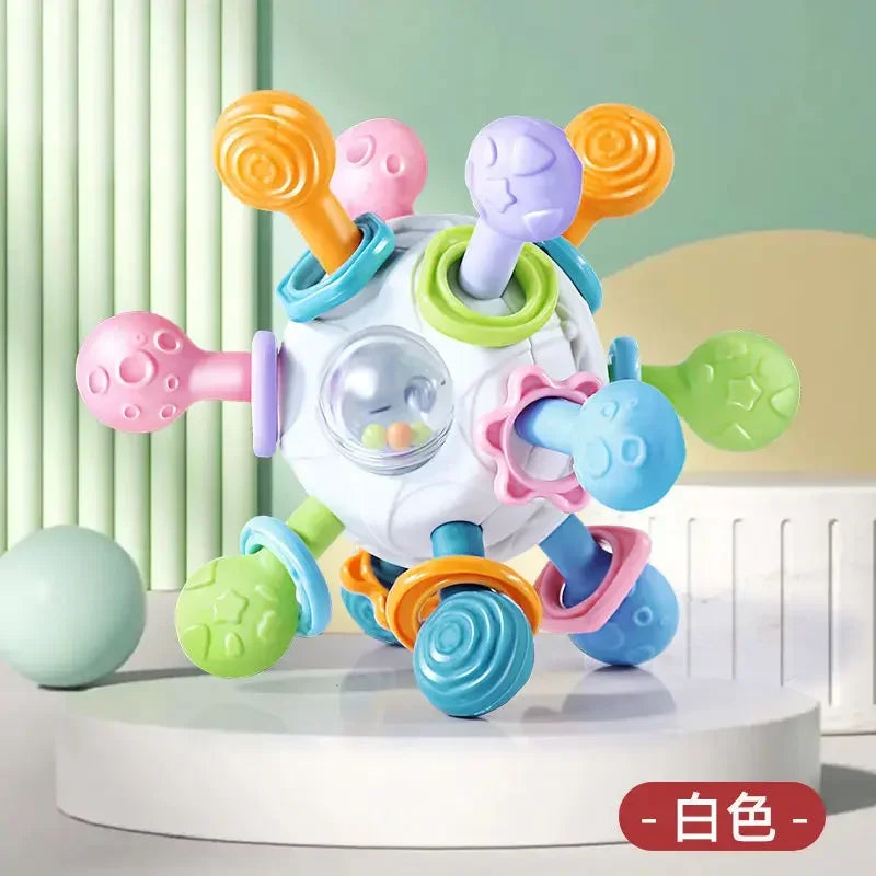 Baby Toys 0 1 2 Months Rotating Rattle Ball Grasping Activity Baby Development Toy Silicone Rattles Baby Sensory Toys for Babies