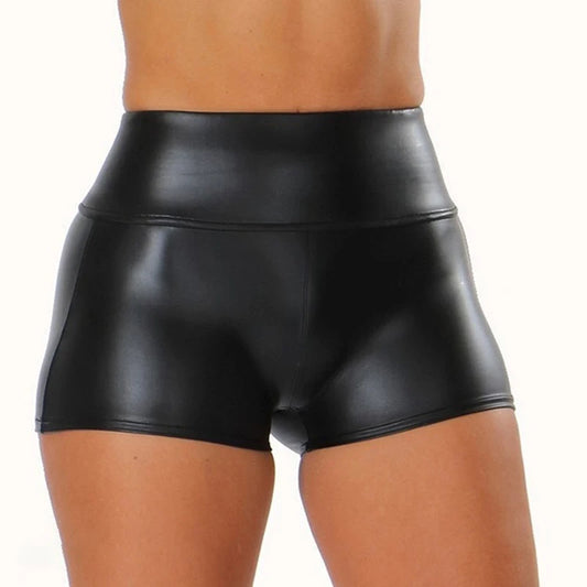 Sexy Womens Shorts Shiny Elastic High Waist Shiny Faux PU Leather Short Pants