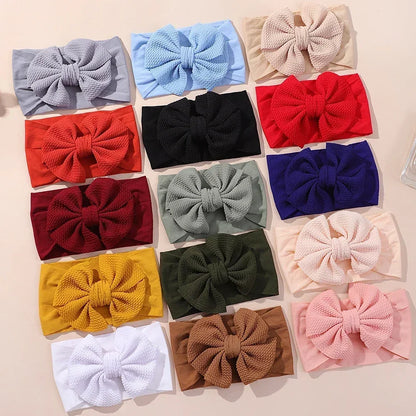 1Pcs Baby Elastic Headband Lovely Big Bows Wide Head Band Soft Newborns Solid Color Headscarf Hairband Babe Hair Accessories
