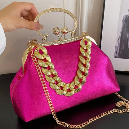 2025 Luxury Women Gold Green Chain Messenger Bags PU Leather