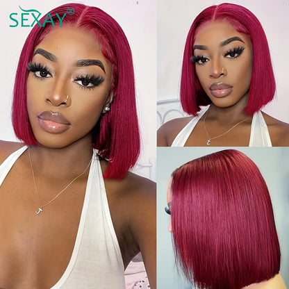 Short Bob Wig 8-14 Inch Pink Color Human Hair Wigs Pre Plucked 13x4 Ear To Ear Transparent Lace Frontal Pre Cut Short Bob Wig