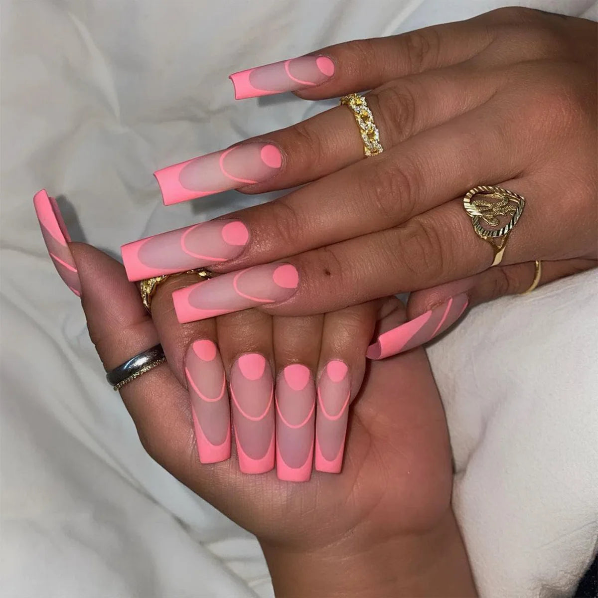 24Ps Super Long Ballet Wearable Fake Nails Blue Diamond Small Flower Press on Nail Stickers Finished Removable False Nail Pieces