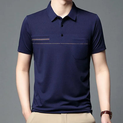 Casual Solid Color Polo T-shirt Pockets Short Sleeve Tops