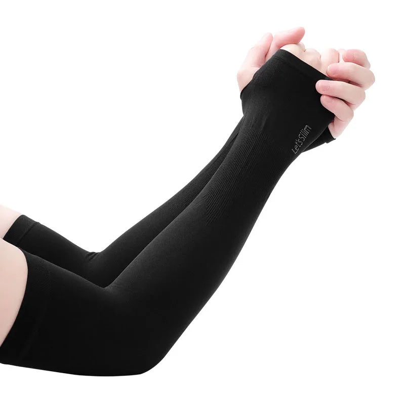 Men Women Long Half Finger Gloves Arm Sleeves Sun UV Protection Ice Cool Arm Cover for Cycling Fishing Running Climbing Sport