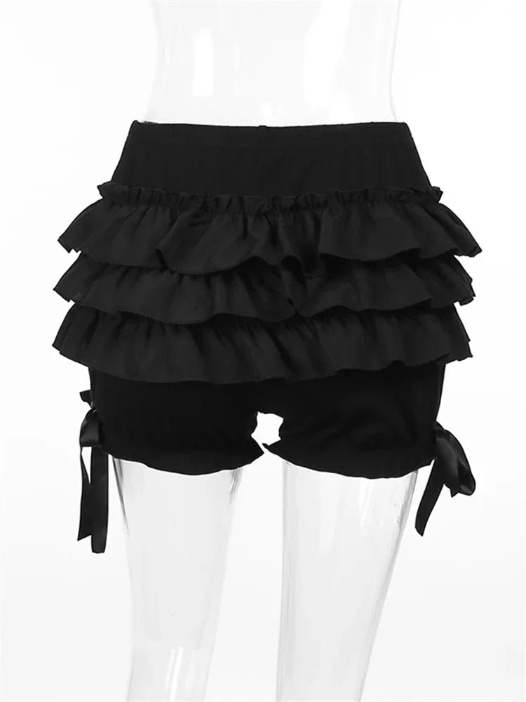 Ruffle Layered Bloomer Shorts Aesthetic Kawaii Gothic Short Pants
