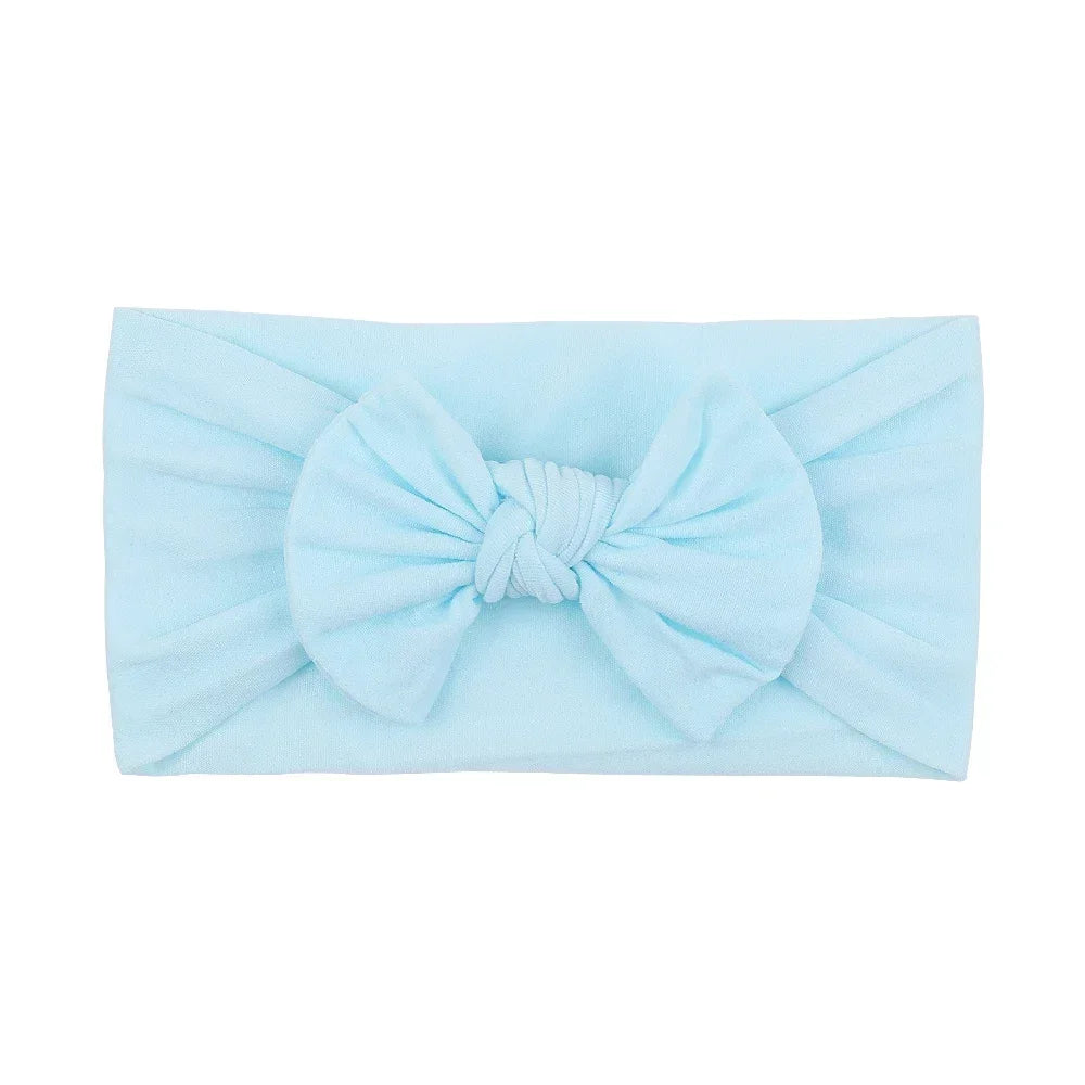 1Pc Simple Solid Color Broadside Bowknot Headband for Baby Girl Elastic Hair Band Basic Turban Headwear Infant Hair Accessories