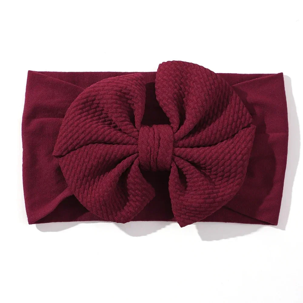 1Pcs Baby Elastic Headband Lovely Big Bows Wide Head Band Soft Newborns Solid Color Headscarf Hairband Babe Hair Accessories