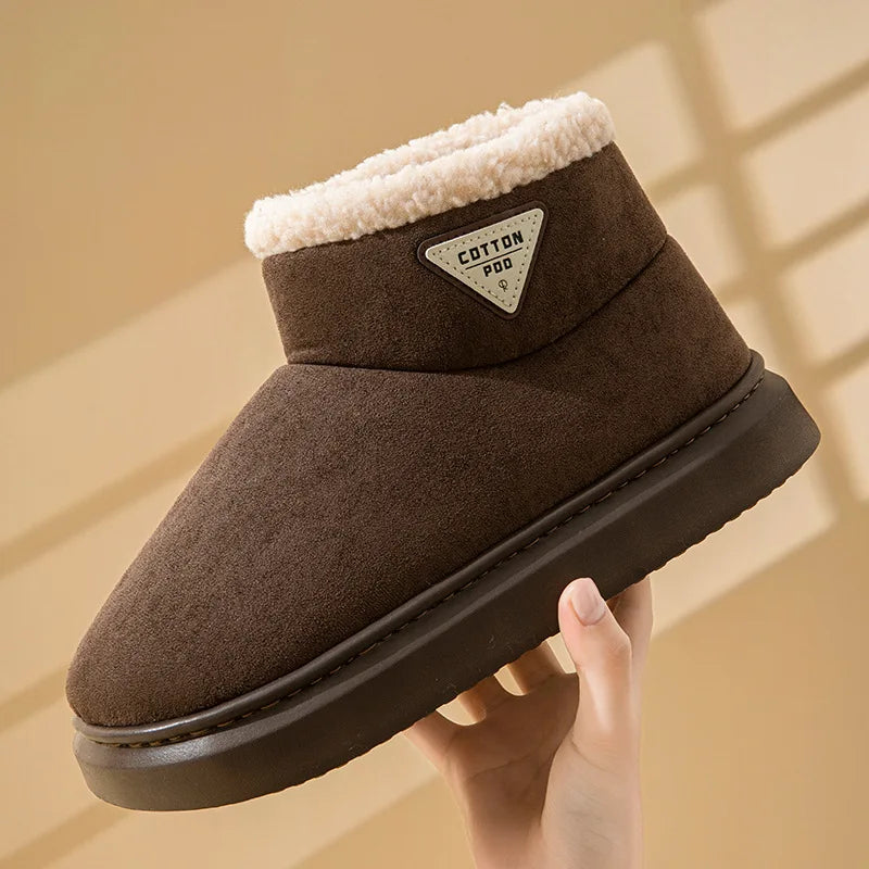 Litfun Women Winter Furry Snow Boots Outdoor Warm Fuzzy Lined Cotton Boots Non-slip Comfort House Cotton Shoes Soft Plush Shoes