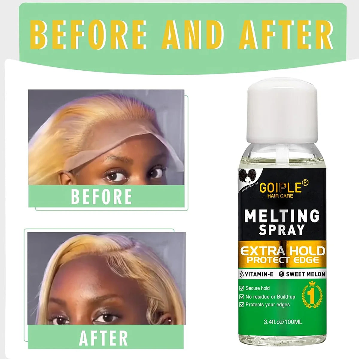 GOIPLE Wig Installation Kit Melting Spray Glueless Adhesive Extra Hold Waterproof Lace Front Wig Glue Remover Styling Wax Stick