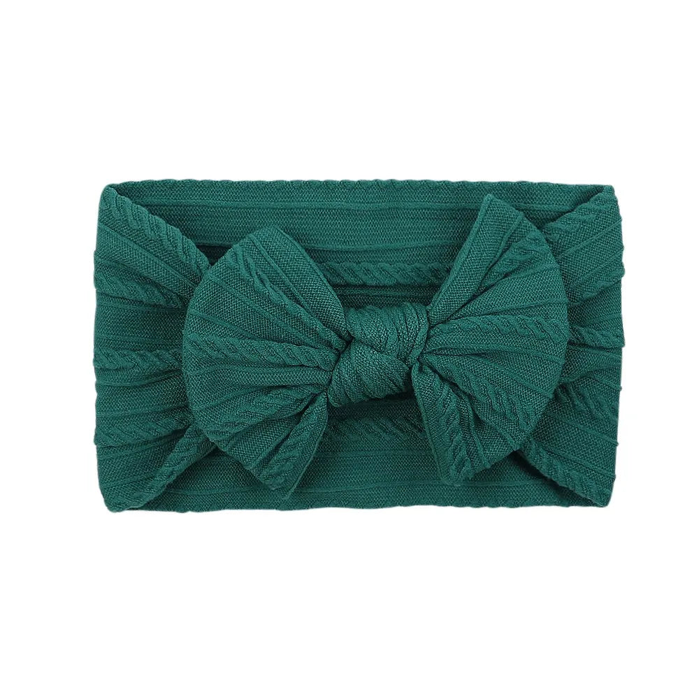 Solid Colors Cables Turban Kids Bows Headwear Headband For Baby Girls Newborn Soft Nylon Elastic Hair Bands Hair Accessories
