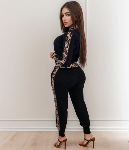 New Style Leisure Printing Stitching Two-piece Suit