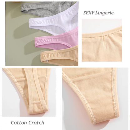4PCS/Set Cotton Panties for Women Sexy Low Rise G-String Thongs Ultra-thi Seamless Panties Female No Trace Soft Basic Underwear