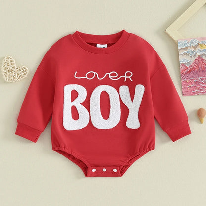0-18M Baby Boys Sweatshirts Rompers Valentine's Day Sleeve Jumpsuit