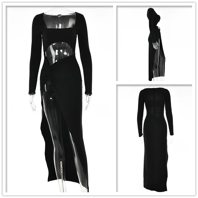 Townlike Hollow Out High Split Sexy Dress