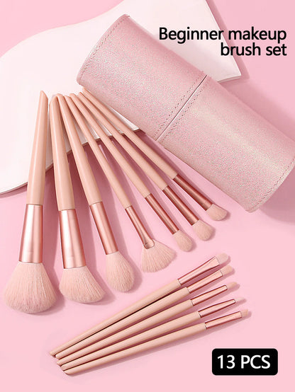 New 13 Pcs/set In Barrels Makeup Brushes Set Powder Foundation Blush Contour Eyeshadow Brow Lashes Cosmetic Brushes Beauty Tools