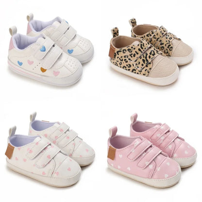 White Baby Shoes Girls Lovely Heart Embroidery Casual Sneakers Non-slip Infant Kids Christening