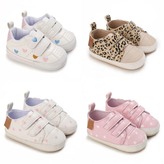 White Baby Shoes Girls Lovely Heart Embroidery Casual Sneakers Non-slip Infant Kids Christening