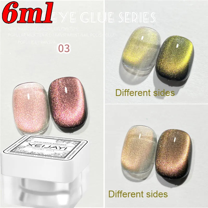 6ml Jelly Nude/Pink/Blue Cat Eye Magnetic Nail Gel Polish Glitter Silk Mirror Cat Eye's Gel Varnish Soak Off UV Gel Nail Polish