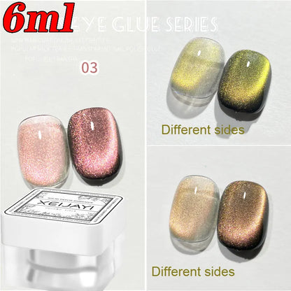 6ml Jelly Nude/Pink/Blue Cat Eye Magnetic Nail Gel Polish Glitter Silk Mirror Cat Eye's Gel Varnish Soak Off UV Gel Nail Polish