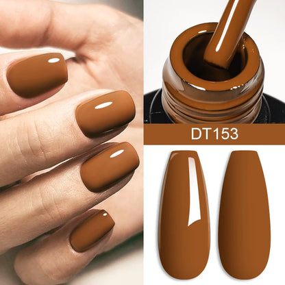MEET ACROSS 7ml Brown Series Gel Nail Polish Autumn Coffee Color Nail Art Gel Nail Supplies Semi-Permanent Varnish Manicure