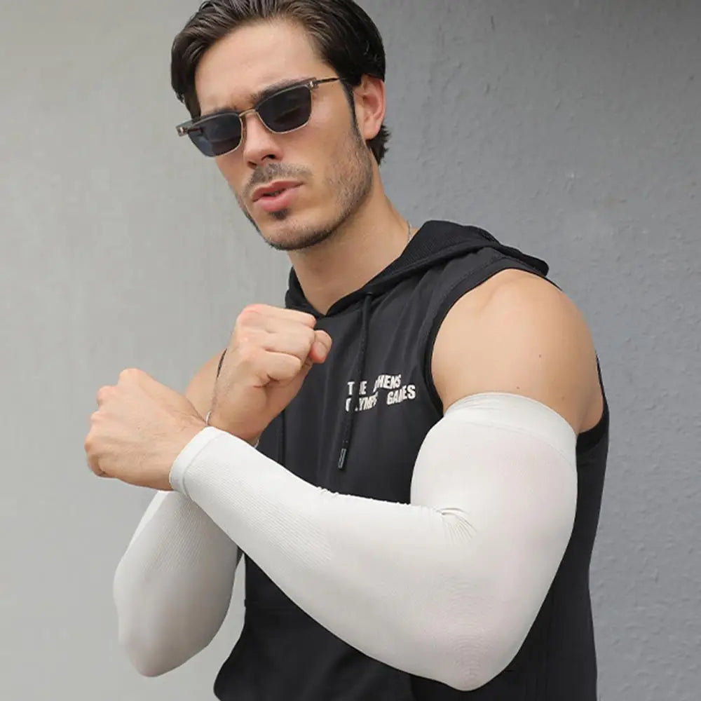 New Summer Plus Size Sun Protection Arm Sleeves For Men Quick Dry Arm Cover Ice Silk Sports Sleeve Outdoor Anti-sunburn Sleeve