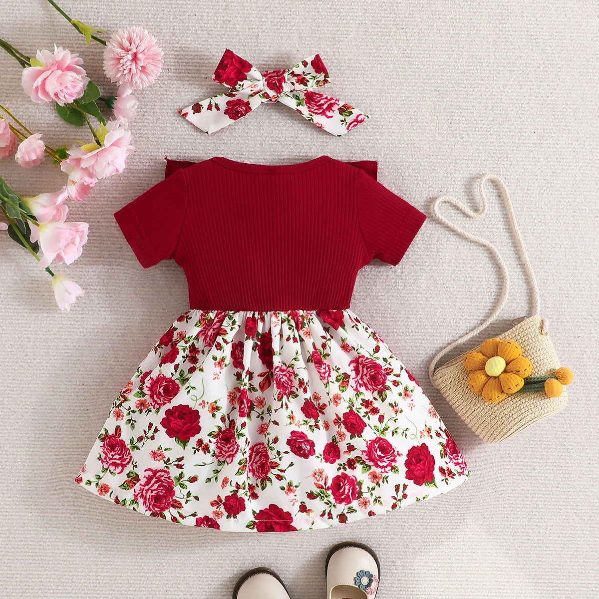 Dress Baby Girl 0-3 Years old Summer Short Sleeve Fashion Cute Floral Kids Princess Dresses