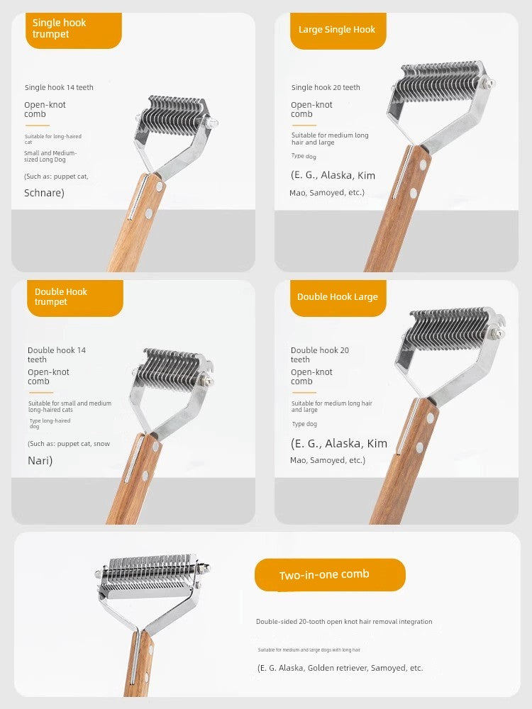Dog Hair Comb Knot Untying Comb Longhair Special Pet Cat Bottom Velvet Handy Gadget Faded Hair Large Dog Golden Retriever Cleaning Brush