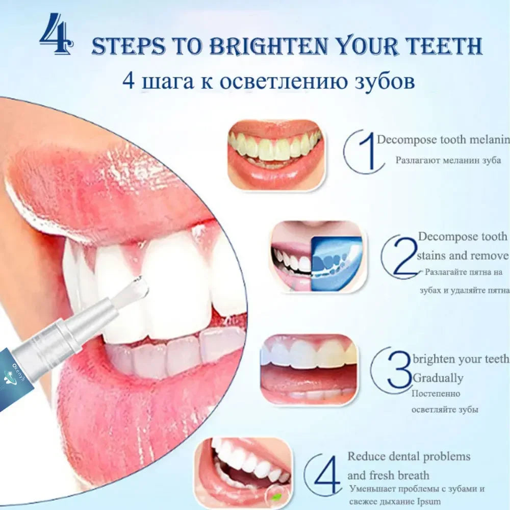 2.5ml Whiten Teeth Tooth Whitening Pen Gel Teeth Whitening Pen Cleaning Serum Remove Plaque Stains Oral Hygiene Dental Tool 1Box