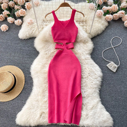 Sexy Cut Out Waist Package Hips Split Bodycon Dress