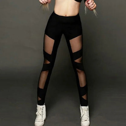 Ladies High Waist Mesh Women Leggings Fitness Breathable Push Up
