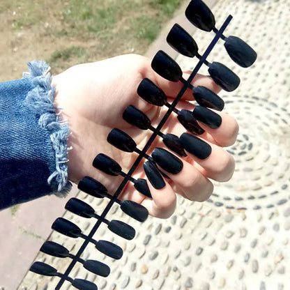 24Pcs Fake Nails Press On Fashion Supplies Containing Jelly Gel For False Charms Nails Tips Acrylic Press Short Square Girls