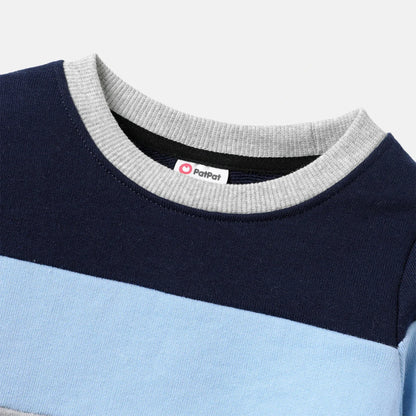 PatPat 2pcs Baby Boy/Girl Long-sleeve Colorblock Sweatshirt and Letter Print Sweatpants Set Soft and Comfortable