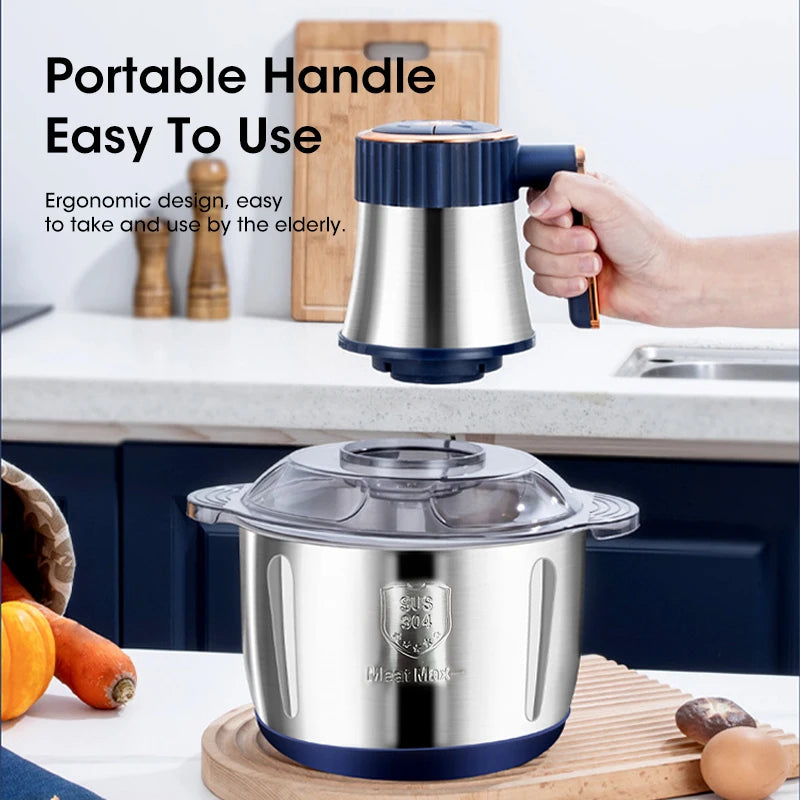 5L Electric Meat Grinder Large Capacity Stainless Steel Mixer Kitchen Vegetable and Meat Grinder Multifunctional Household Mixer