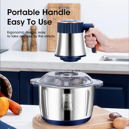 5L Electric Meat Grinder Large Capacity Stainless Steel Mixer Kitchen Vegetable and Meat Grinder Multifunctional Household Mixer