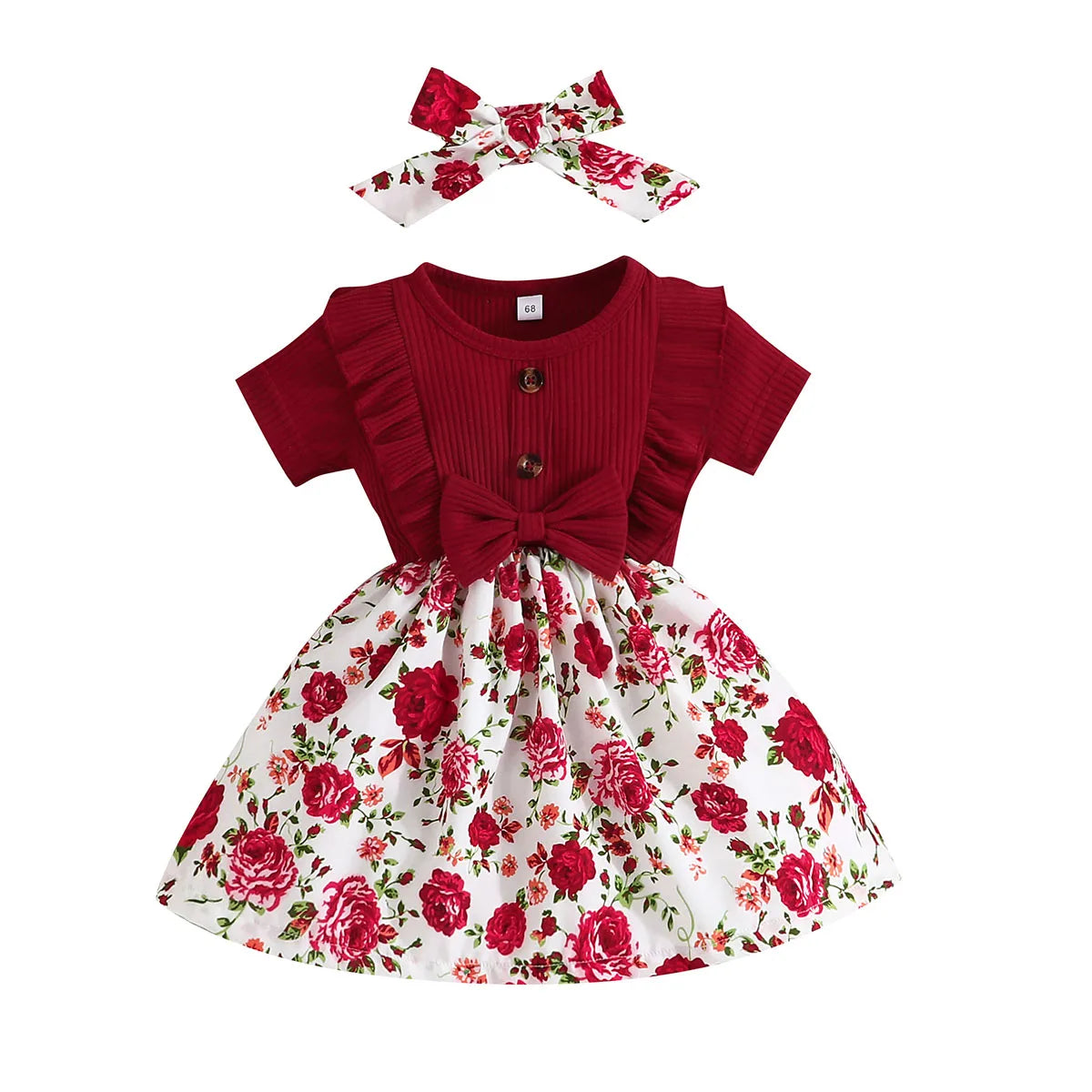Dress Baby Girl 0-3 Years old Summer Short Sleeve Fashion Cute Floral Kids Princess Dresses