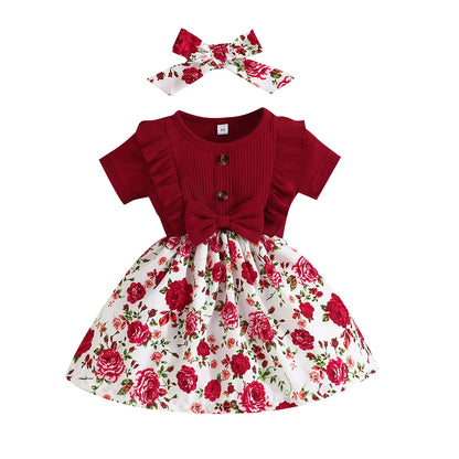 Dress Baby Girl 0-3 Years old Summer Short Sleeve Fashion Cute Floral Kids Princess Dresses