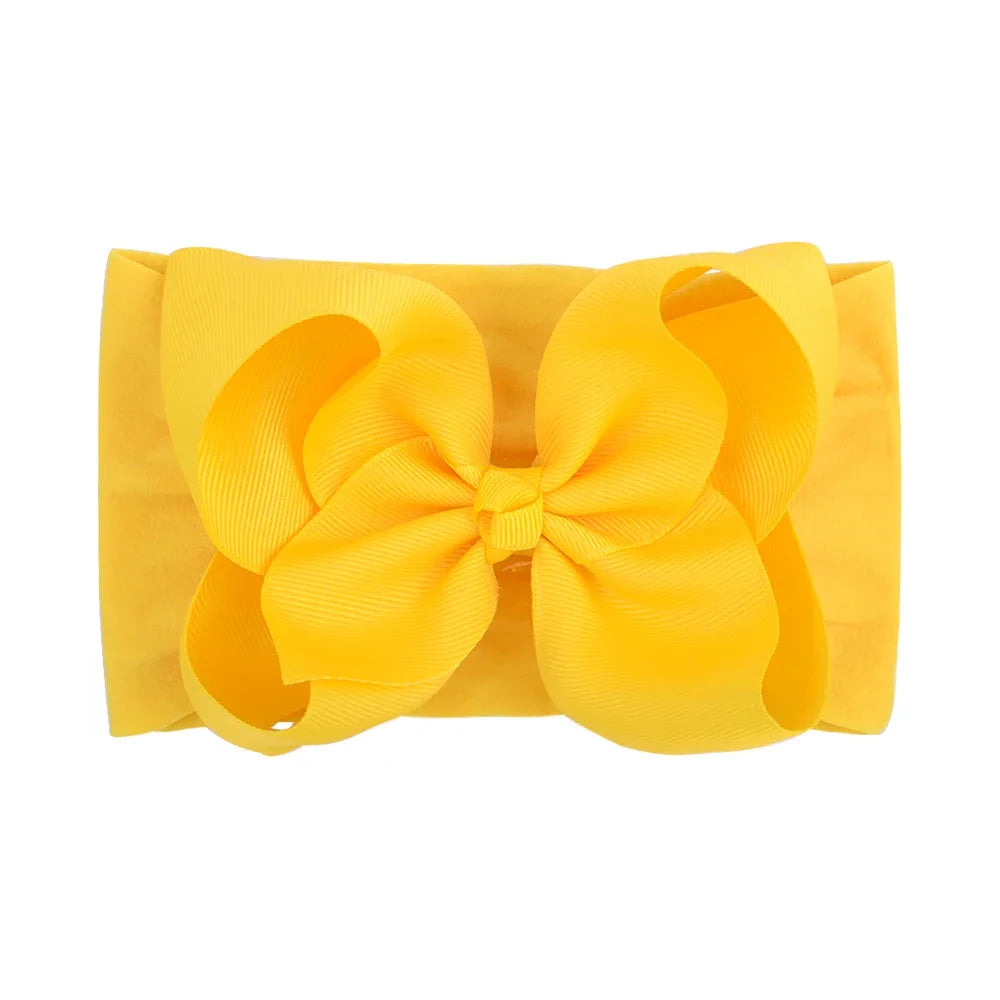 1PC Large Ribbon Bow Headband for Baby Girls Wide Nylon Turban Newborn Bow Headwrap Gift Super Soft Babe Hair Accessories