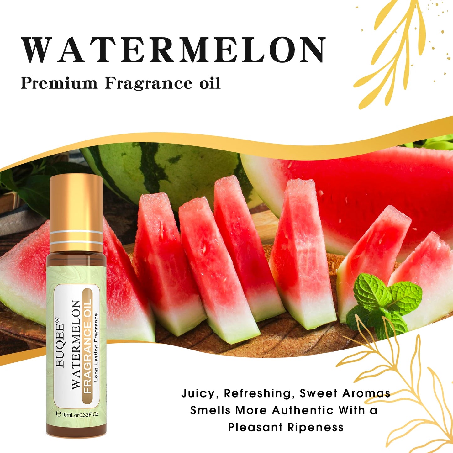 EUQEE 10ml 1pcs Strawberry Cherry Watermelon Peach Fragrance Oils For Aromatherapy Diffuser Candle Making Premium Perfume Oil