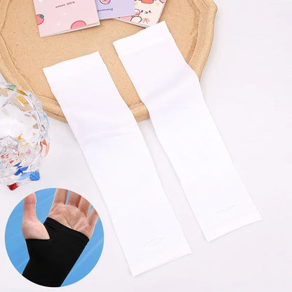 Unisex Cooling Arm Sleeves Cover Sport Running Anti-UV Sun Protection Outdoor Cycling Elastic Ice Sleeve for 4-12 Years Children