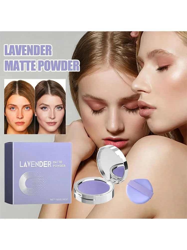 Lavender Setting Powder Long-Lasting Oil Control Waterproof Concealer Women Portable Matte Compact Face Loose Powder Makeup