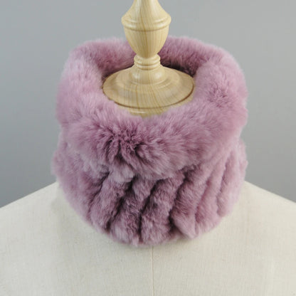 Good Elastic Rex Rabbit Fur Ring Scarves Winter Warm Women Genuine Rex Rabbit Fur Scarf Knitted Real Natural Fur Wraps Headbands