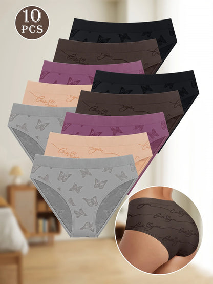 10pcs Ladies Panties Butterfly Shape Comfortable Soft Triangle Panties Hip Lifting Breathable Comfortable Fit