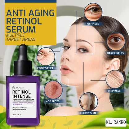 Retinol Anti-Wrinkle Essence Pure Hyaluronic Acid Facial Serum Anti Wrinkle Aging Face Lift Tightening Reduce Eye Finelines New